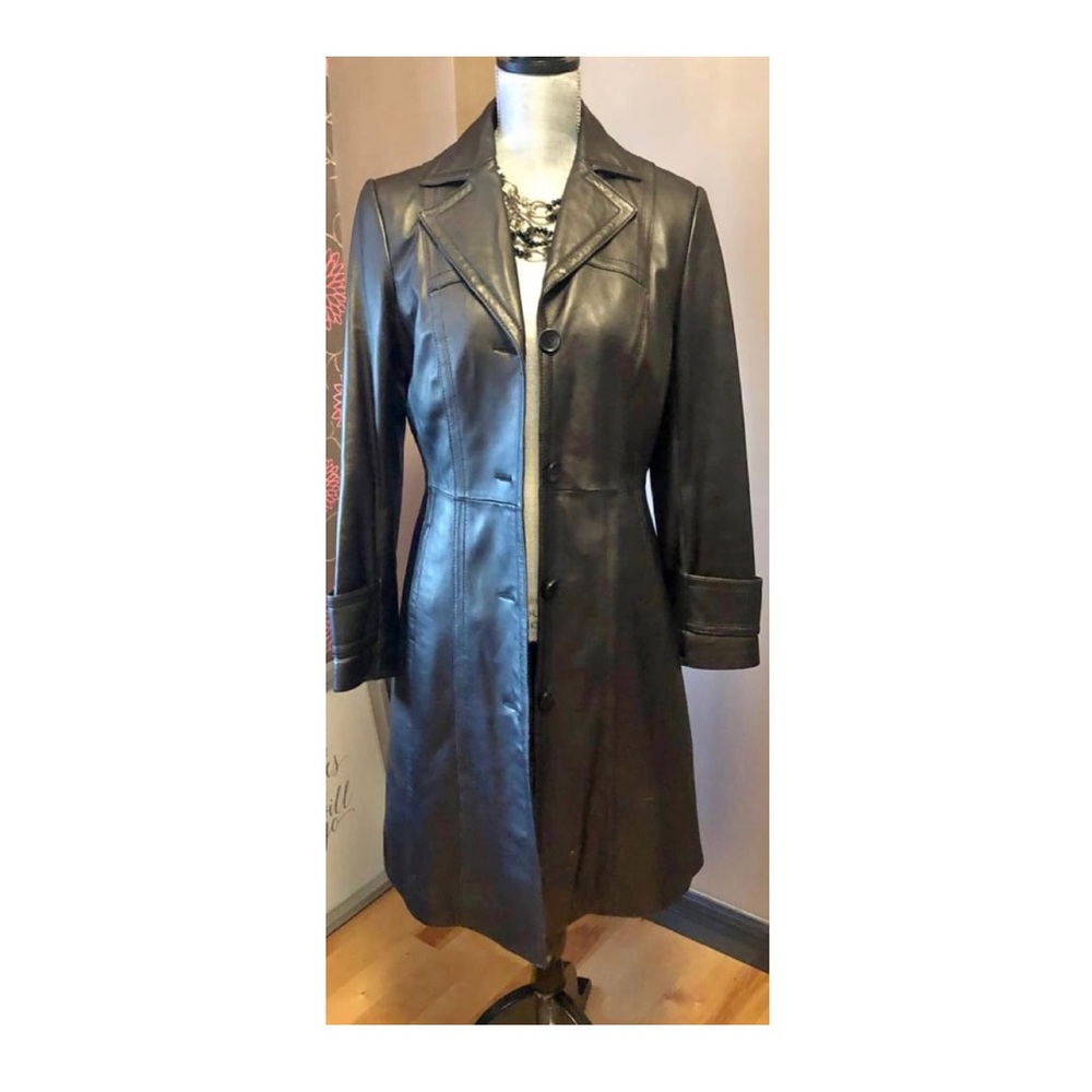 DANIER LEATHER COAT TRENCH MATRIX Y2K CLASSIC JACKET